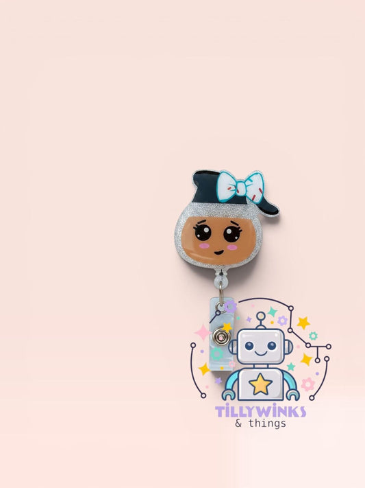 A cartoon robot wearing a hat and bow tie, with a smiling face, is featured in the image.